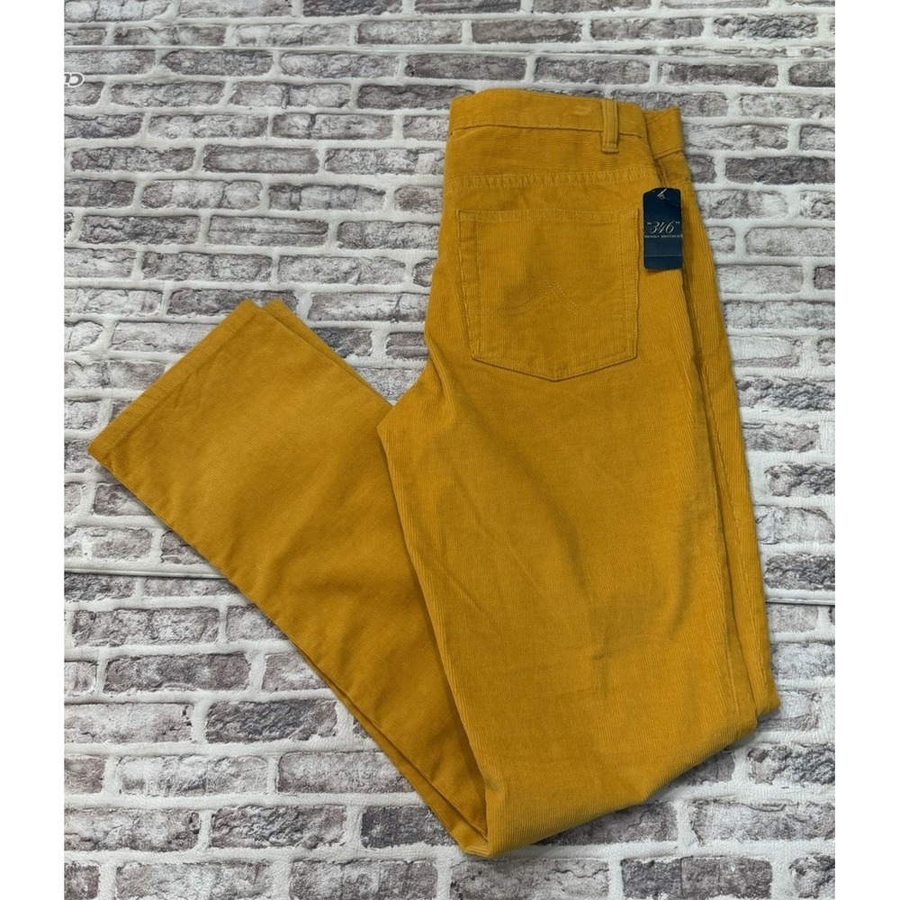Brooks Brothers 346 Mens Corduroy Pants 30x32 Mustard Yellow Stretch New Career